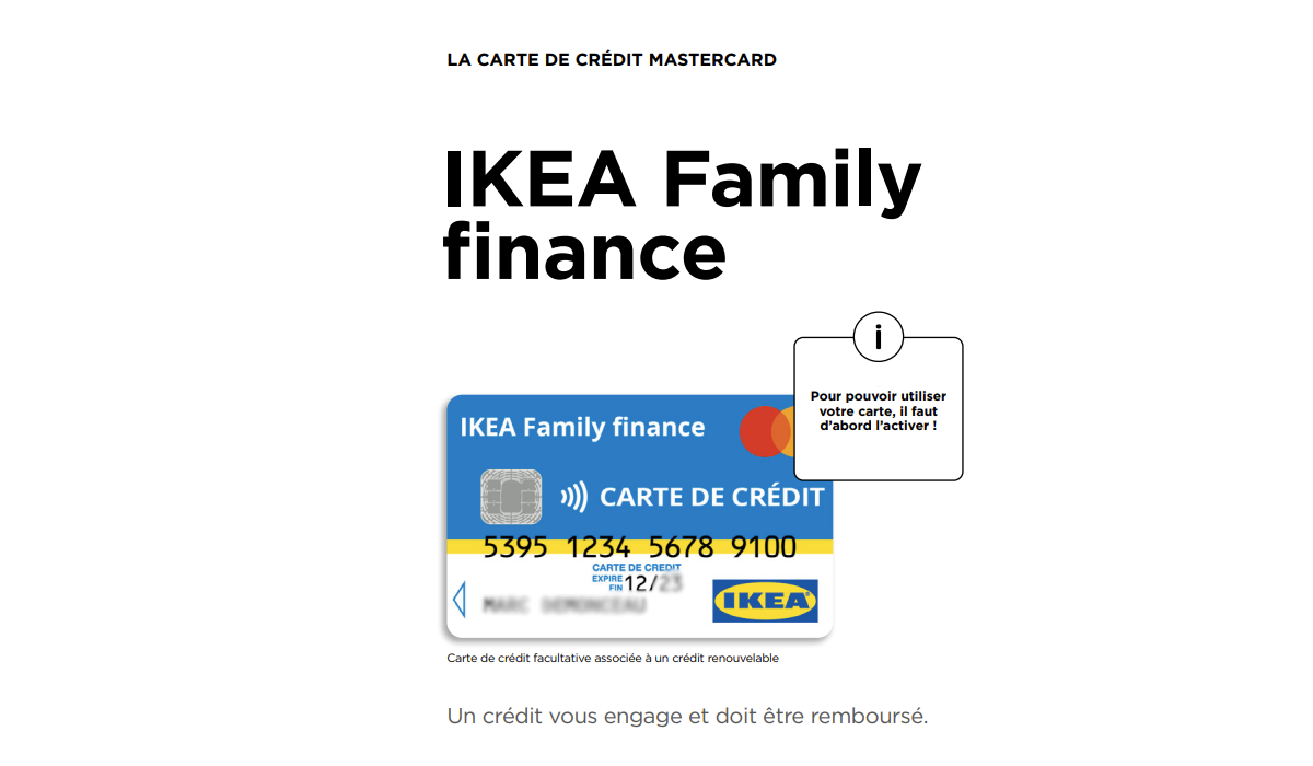 Activer carte IKEA Family finance