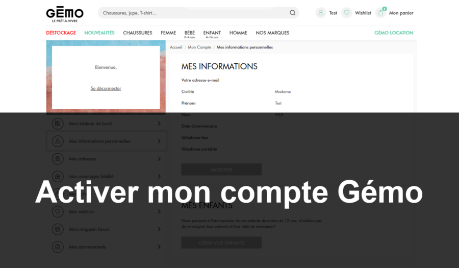activer mon compte Gémo