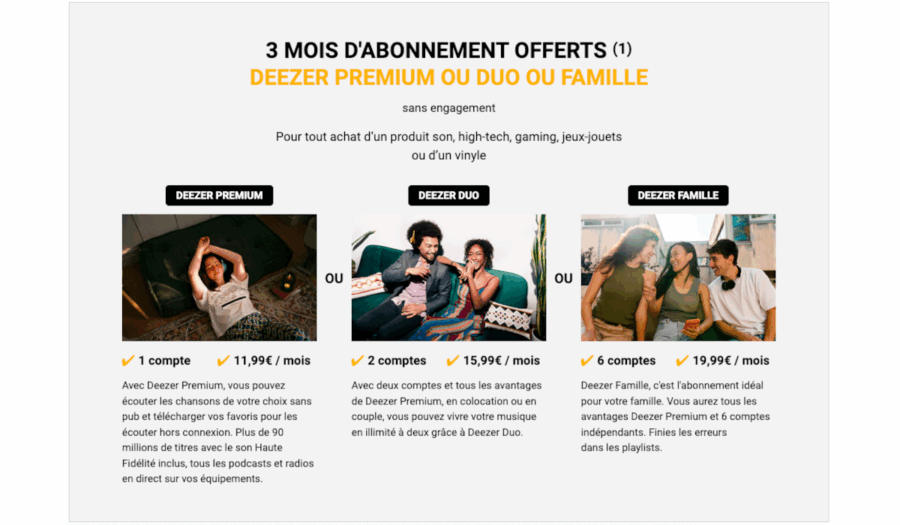 offre deezer fnac+
