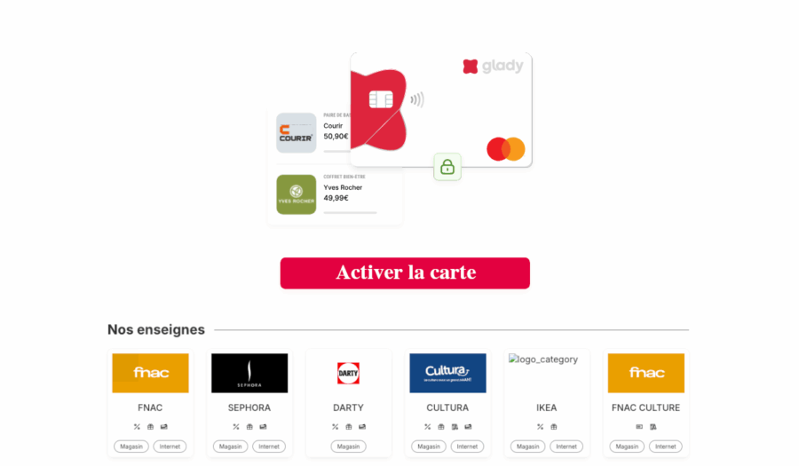 activer la carte glady multi enseignes