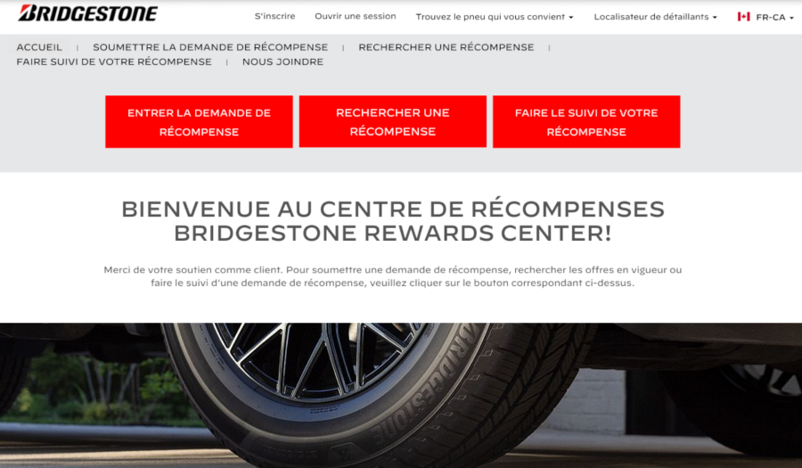 demande de récompense bridgestone