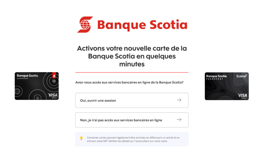 banque scotia activation carte de crédit en ligne