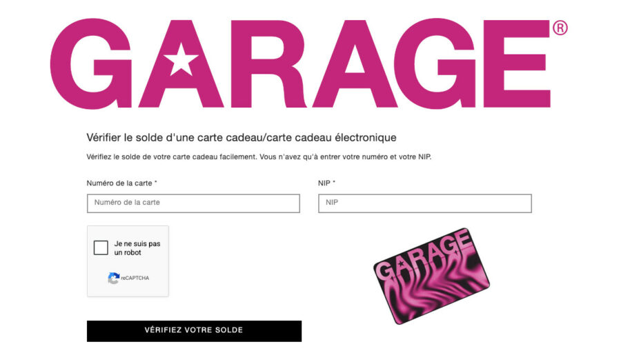 solde carte cadeau garage clothing