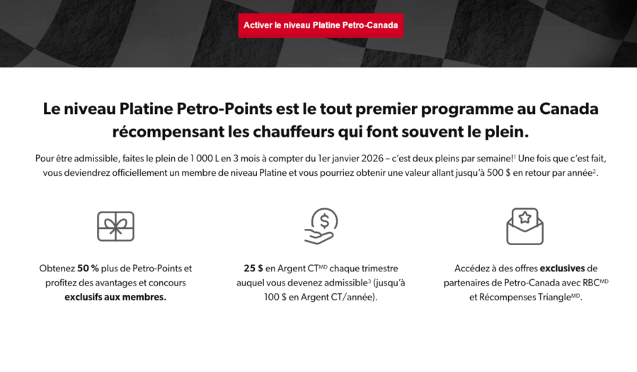 activer niveau platine petro-canada